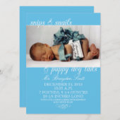 空色のスニップ及びかたつむりの写真の誕生の発表 案内状 (正面/裏面)