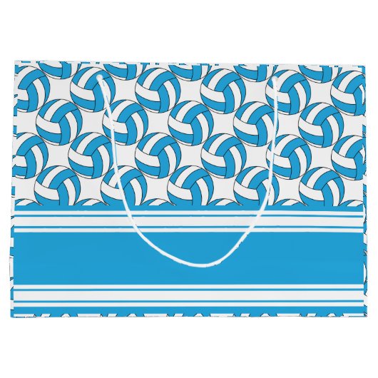 空色のバレーボールを個人化して下さい ラージペーパーバッグ (裏面)