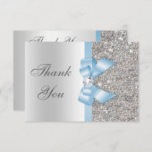 空色のフェイクな弓銀のスパンコールは感謝していしています サンキューカード (正面/裏面)