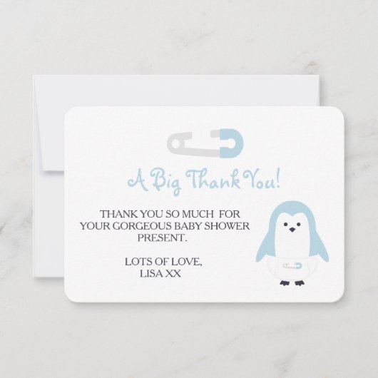 空色のペンギンは感謝していしています サンキューカード (正面)