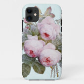 空色のヴィンテージのビクトリアンな英国のバラ Case-Mate iPhoneケース (裏面)