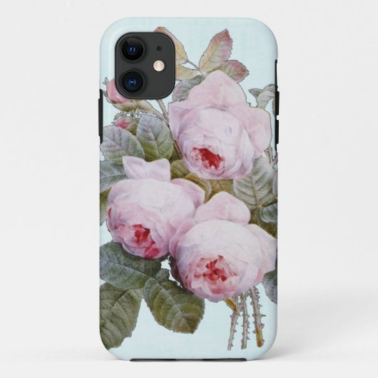 空色のヴィンテージのビクトリアンな英国のバラ Case-Mate iPhoneケース (裏面)