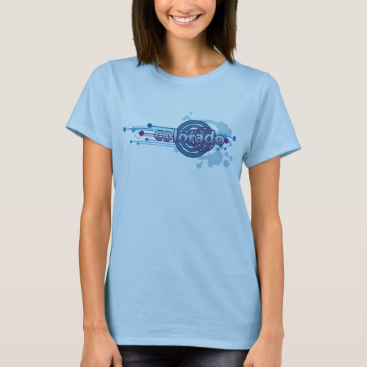 空色の写実的な円のコロラド州のTシャツ Tシャツ (正面)