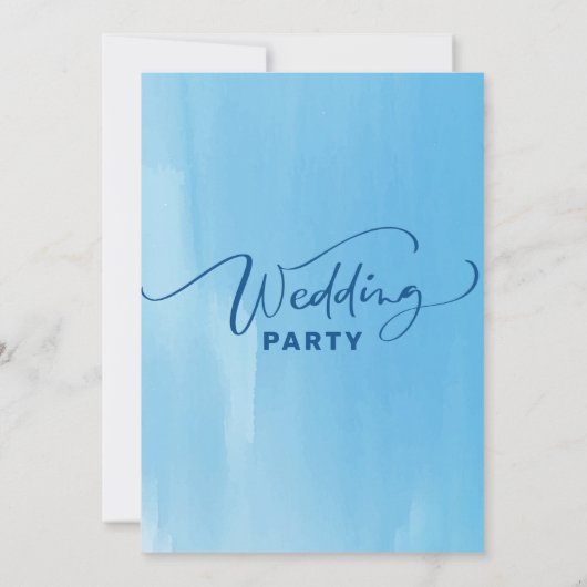 空色の水彩背景とエレガントなタイポグラフィ 招待状 (裏面)