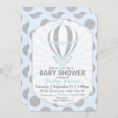 空色の熱気の気球のベビーシャワー 招待状 (正面/裏面)