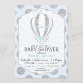 空色の熱気の気球のベビーシャワー 招待状