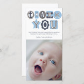 空色の男の子のタイポグラフィの写真カードありがとう サンキューカード (正面/裏面)