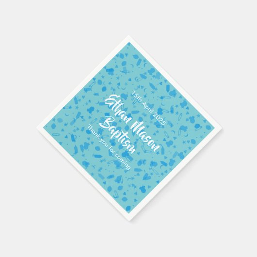 空色の紙吹雪の洗礼の《キリスト教》洗礼式や命名式 スタンダードカクテルナプキン (角)