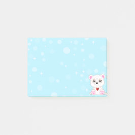 空色の背景のかわいいホッキョクグマのキャラクター ポストイット