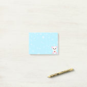 空色の背景のかわいいホッキョクグマのキャラクター ポストイット (デスク上)