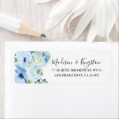 空色の花柄水彩リターンアドレスラベル ラベル (インサイチュ)