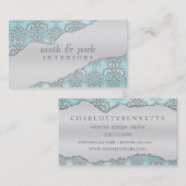 空色の裂かれたダマスク織のインテリア・デザイン 名刺 (正面/裏面)