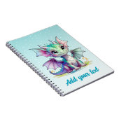 空色の魔法のドラゴン - 名前入りノートブック ノートブック (右側)