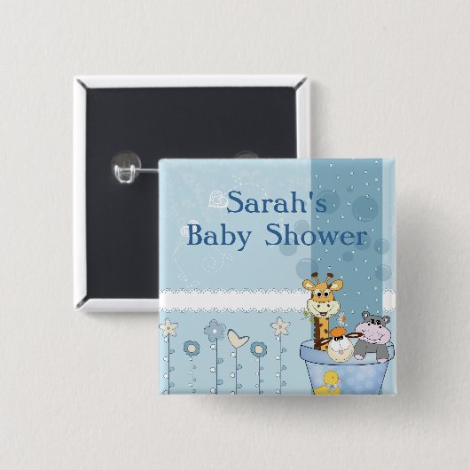 空色は動物の花のベビーシャワーに点を打ちます 缶バッジ (正面&裏面)