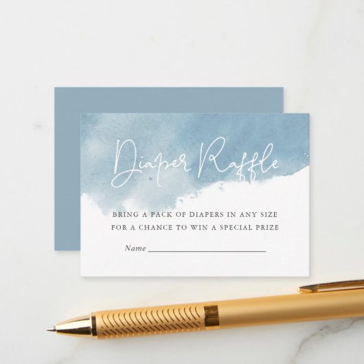 空色ウォーターカラーベイビーシャワーディーパーラッフルカード エンクロージャーカード (正面/裏面インサイチュ)