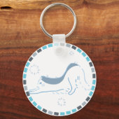 空色タイルにのび猫、やさしい朝のひととき キーホルダー (正面)