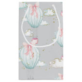 空色及びピンクの熱気の気球 スモールペーパーバッグ (裏面)