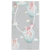 空色及びピンクの熱気の気球 スモールペーパーバッグ (正面)