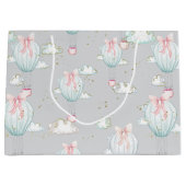 空色及びピンクの熱気の気球 ラージペーパーバッグ (正面)