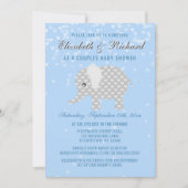 空色灰色象のハートのカップルのベビーシャワー 招待状 (正面)