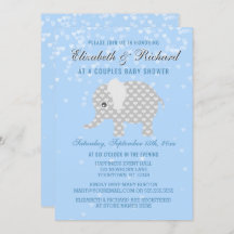 空色灰色象のハートのカップルのベビーシャワー