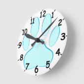 空色犬Pawprint ラウンド壁時計 (傾斜)