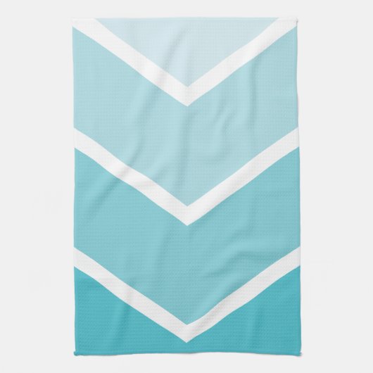 空色Ombréシェブロンは縞で飾ります キッチンタオル (縦)