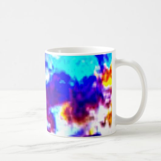 空芸術的青、オレンジ、黄 コーヒーマグカップ (右)