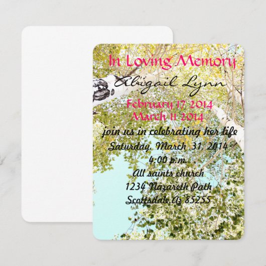 空葬の招待状 招待状 (正面/裏面)