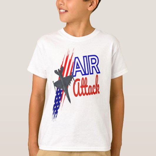 空襲アメリカ国旗のキッズTシャツ Tシャツ (正面)
