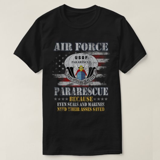 空誇りを持った力パラレースキュー退役軍人ヴィンテージフラグVe Tシャツ (デザイン正面)
