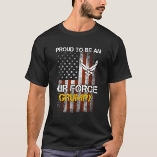 空誇りを持った軍気色の悪いアおもしろいメリカ国旗 Tシャツ