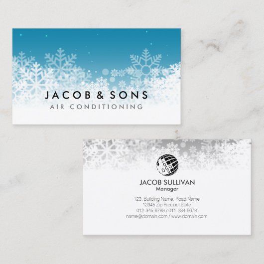 空調加熱冷却スノーフレーク 名刺 (正面/裏面)