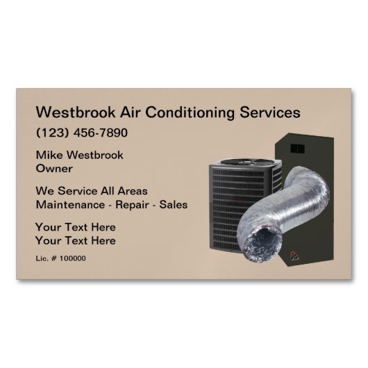 空調補修およびダクト清掃 マグネット名刺 (正面)