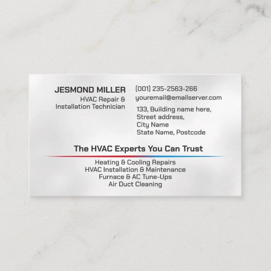 空調設備サービス 名刺 (裏面)