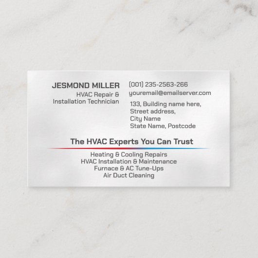 空調設備サービス 名刺 (裏面)