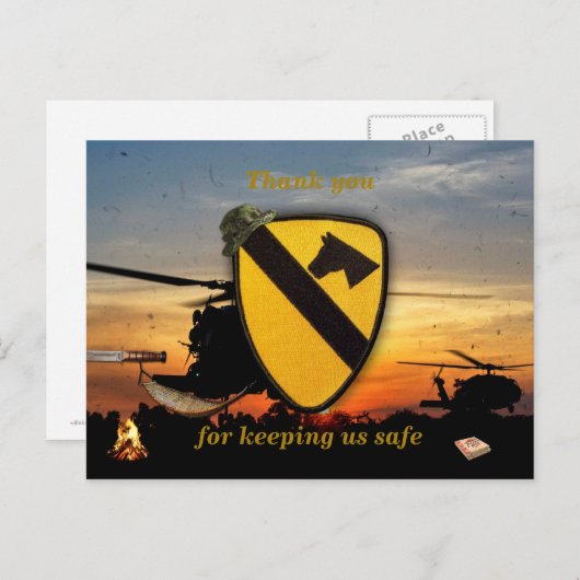 空軍の騎兵フォートフード退役軍人のベットパッチ ポストカード (正面/裏面)