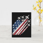 空軍アメリカ国旗の愛国的赤白青4 カード (黄色い花)