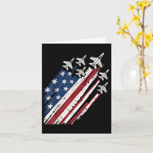 空軍アメリカ国旗の愛国的赤白青4 カード (黄色い花)