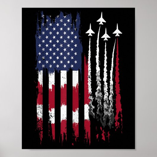 空軍アメリカ国旗の愛国的赤白青4 ポスター (正面)