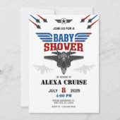 空軍ジェット戦闘機パイロットベビーシャワー招待状 招待状 (正面)