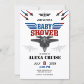 空軍ジェット戦闘機パイロットベビーシャワー招待状 招待状 (正面)