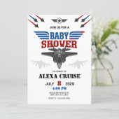 空軍ジェット戦闘機パイロットベビーシャワー招待状 招待状 (スタンド正面)