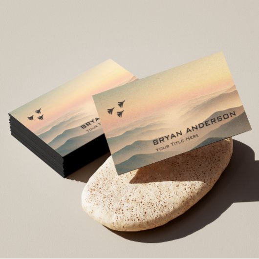 空軍スタイルカード – 山の上をジェット戦闘機 名刺