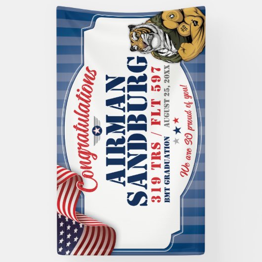 空軍卒業321 TRSタイガースマスコット3x5' 横断幕 (縦)