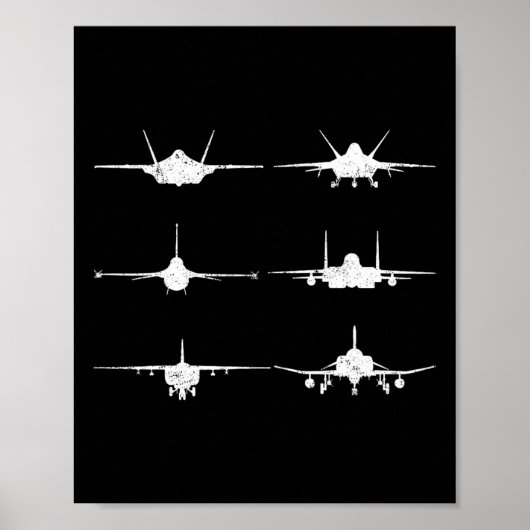 空軍戦闘機ジェットF-4 F-111 F-15 F-16 F-22 F- ポスター (正面)
