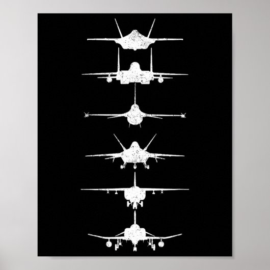 空軍戦闘機ジェットF-4 F-111 F-15 F-16 F-22 F- ポスター (正面)