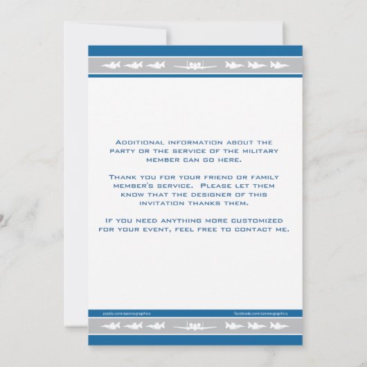 空軍英雄の歓迎された家の招待状 招待状 (裏面)