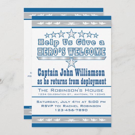 空軍英雄の歓迎された家の招待状 招待状 (正面/裏面)