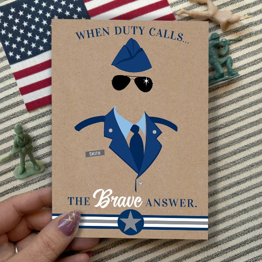 空軍行く遠くにパーティーネイビーブルーグレー軍隊 招待状